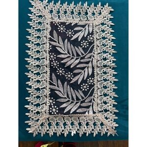 Set of 5 Embroidered Lace Textiles Maroon Cream New Without Tags Placemat Doily